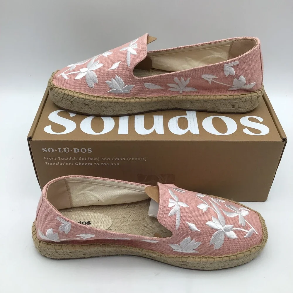 Soludos Womens The Smoking Espadrilles Dusty Rose Pink Floral Size 10 - 10.5 NEW